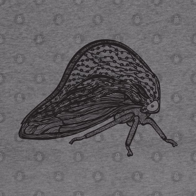 Treehopper Ink Art - cool and cute insect design - on white by Green Paladin